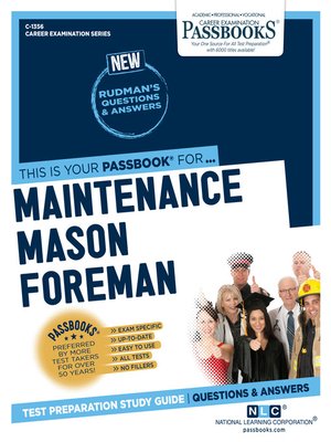 cover image of Maintenance Mason Foreman